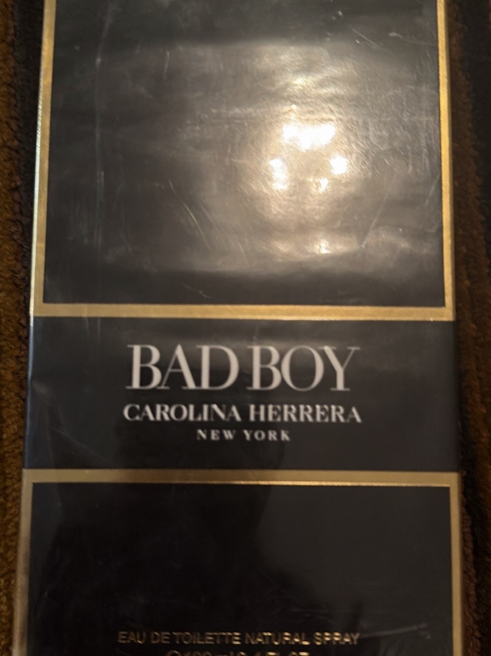 New mens Carolina Herrera Black and Gold Lightning Bolt Cologne edt 100 ml